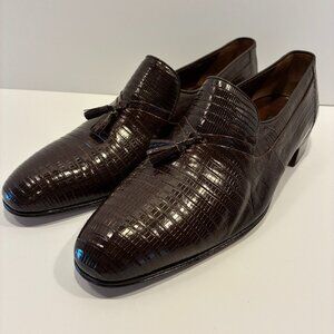 Mauri Vintage Brown Genuine Lizard Tassel Loafers – Italian Exotic Luxury
